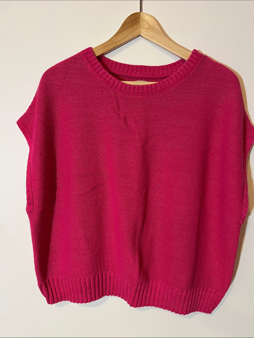 LOFT Bright Pink Crewneck Sweater Vest